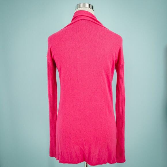 Two Bees Cashmere Size Medium M Pink Open Front Long Sleeve 100% Cashmere Knit C - Picture 3 of 5